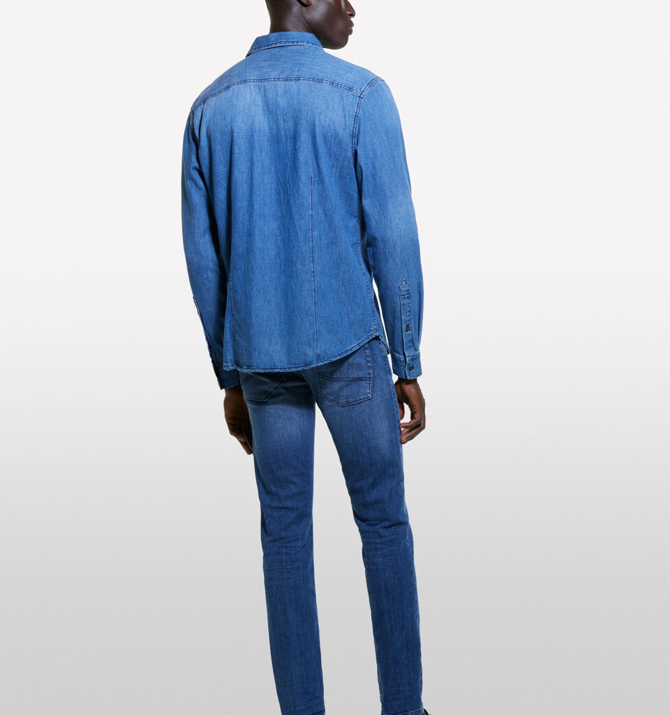 Blue regular fit denim shirt - men's regular fit shirts - Blue | Sisley image number 3